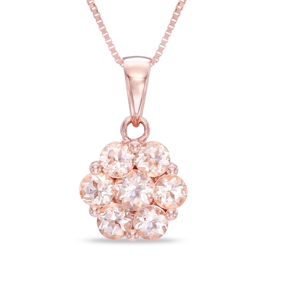 Morganite Flower Pendant in 10K Rose Gold