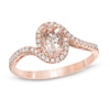 Thumbnail Image 0 of Oval Morganite and 0.14 CT. T.W. Diamond Ring in 10K Rose Gold