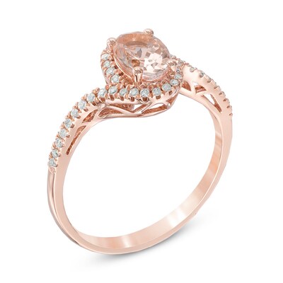 Oval Morganite and 0.14 CT. T.W. Diamond Ring in 10K Rose Gold