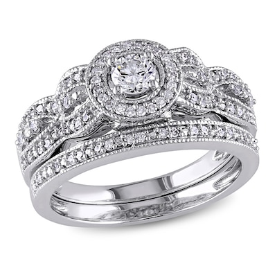 0.49 CT. T.W. Diamond Frame Bridal Set in 10K White Gold