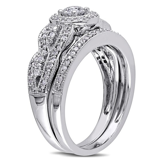 0.49 CT. T.W. Diamond Frame Bridal Set in 10K White Gold