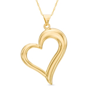 Tilted Heart Pendant in 10K Gold