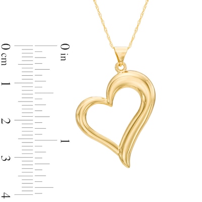 Tilted Heart Pendant in 10K Gold