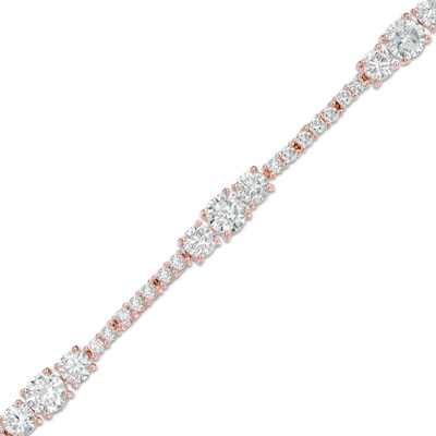 Lab-Created White Sapphire Bracelet in Sterling Silver with 18K Rose Gold Plate - 7.25"