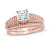 6.5mm Lab-Created White Sapphire Fashion Ring Set in Sterling Silver with 14K Rose Gold Plate