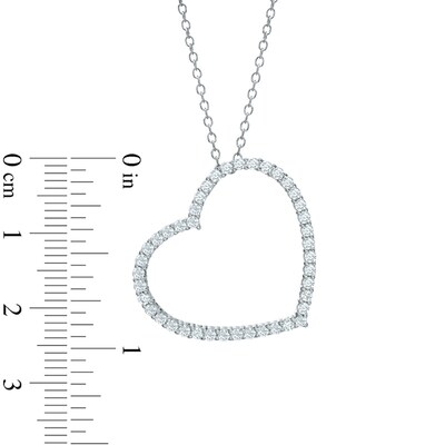 Lab-Created White Sapphire Tilted Heart Pendant in Sterling Silver