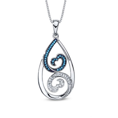 Open Hearts Waves by Jane Seymour™ 0.15 CT. T.W. Diamond Teardrop Pendant in Sterling Silver