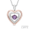 Unstoppable Love™ Amethyst and Lab-Created White Sapphire Heart Pendant in Sterling Silver and 14K Rose Gold Plate