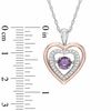 Unstoppable Love™ Amethyst and Lab-Created White Sapphire Heart Pendant in Sterling Silver and 14K Rose Gold Plate