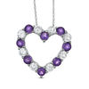 Thumbnail Image 0 of Amethyst and Lab-Created White Sapphire Heart Pendant in 10K White Gold