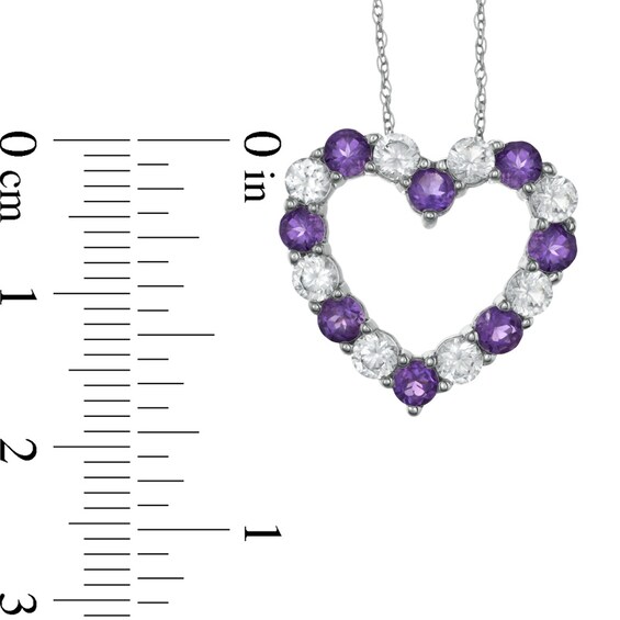 Amethyst and Lab-Created White Sapphire Heart Pendant in 10K White Gold