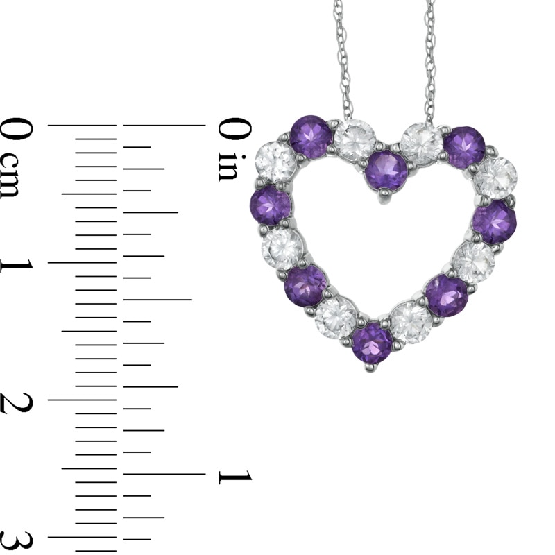 Amethyst and Lab-Created White Sapphire Heart Pendant in 10K White Gold|Peoples Jewellers