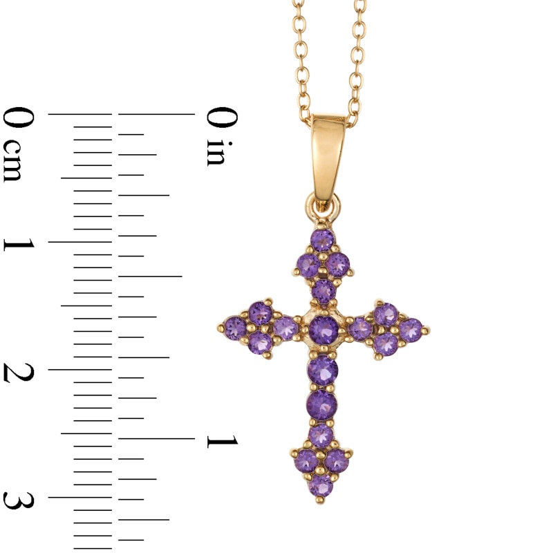 Amethyst Cross Pendant in Sterling Silver and 18K Gold Plate