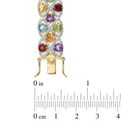 Multi-Gemstone and Diamond Accent Bracelet in Sterling Silver with 18K Gold Plate - 7.25"