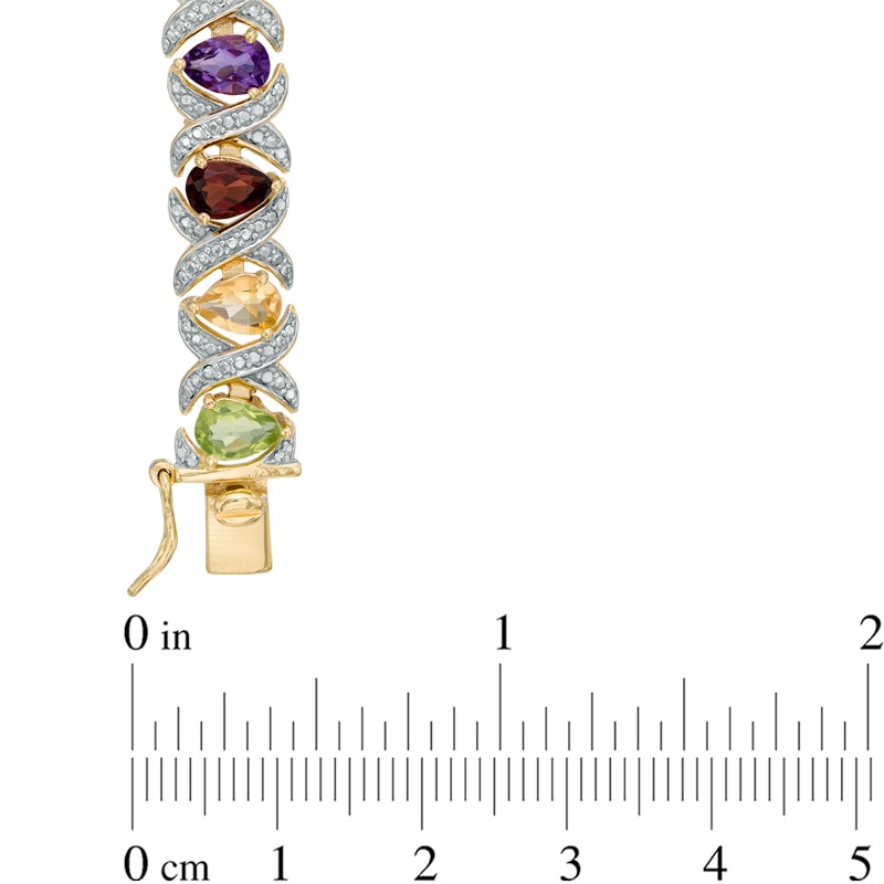Multi-Gemstone and Diamond Accent Bracelet in Sterling Silver with 18K Gold Plate - 7.5"