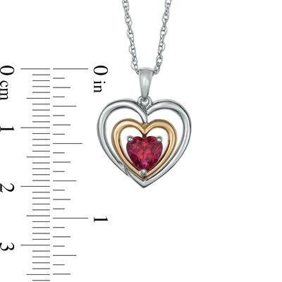 6.0mm Heart-Shaped Lab-Created Ruby Heart Pendant in Sterling Silver and 14K Gold Plate