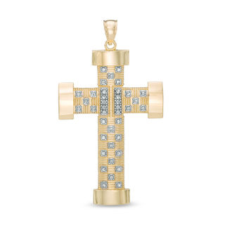 Men's Large Cross Necklace Charm in 10K Gold