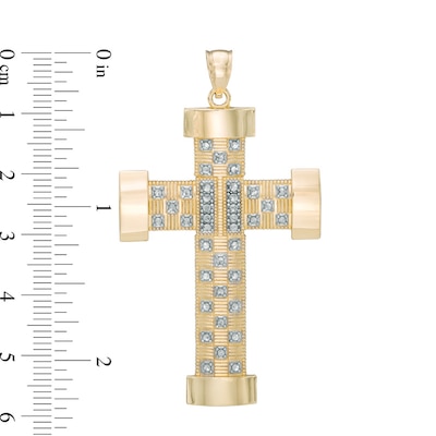 Men's Large Cross Necklace Charm in 10K Gold