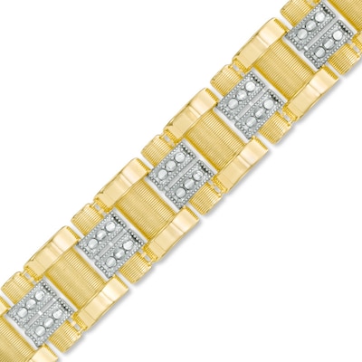 Men's Diamond-Cut Link Bracelet in 10K Two-Tone Gold