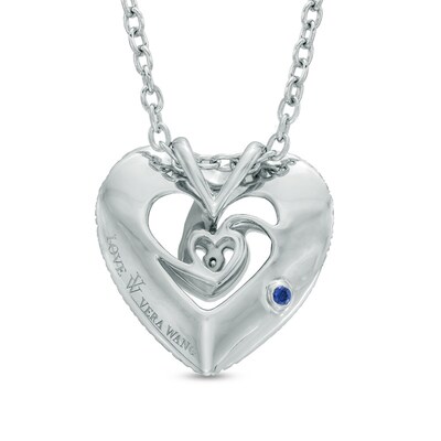 Vera Wang Love Collection 0.19 CT. T.W. Diamond Rose Inspired Heart Pendant in Sterling Silver