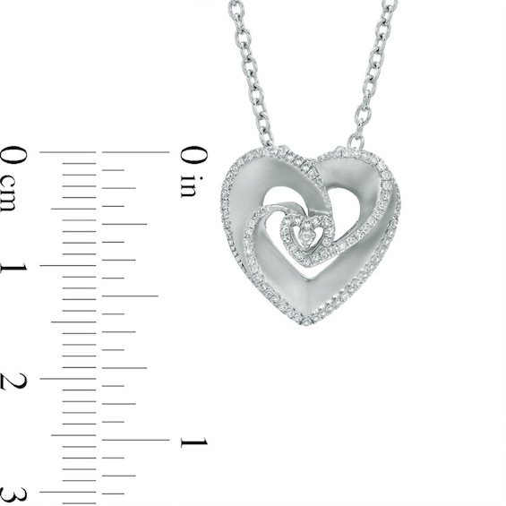 Vera Wang Love Collection 0.19 CT. T.W. Diamond Rose Inspired Heart Pendant in Sterling Silver