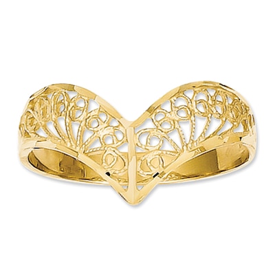 Diamond-Cut Filigree Chevron Ring in 14K Gold