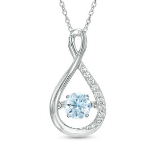 Unstoppable Love™ 5.0mm Lab-Created Blue Spinel and White Sapphire Infinity Pendant in Sterling Silver