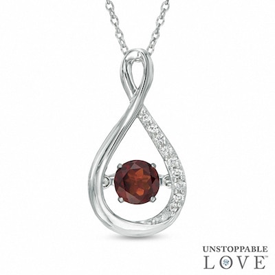 Unstoppable Love™ 5.0mm Garnet and Lab-Created White Sapphire Infinity Pendant in Sterling Silver