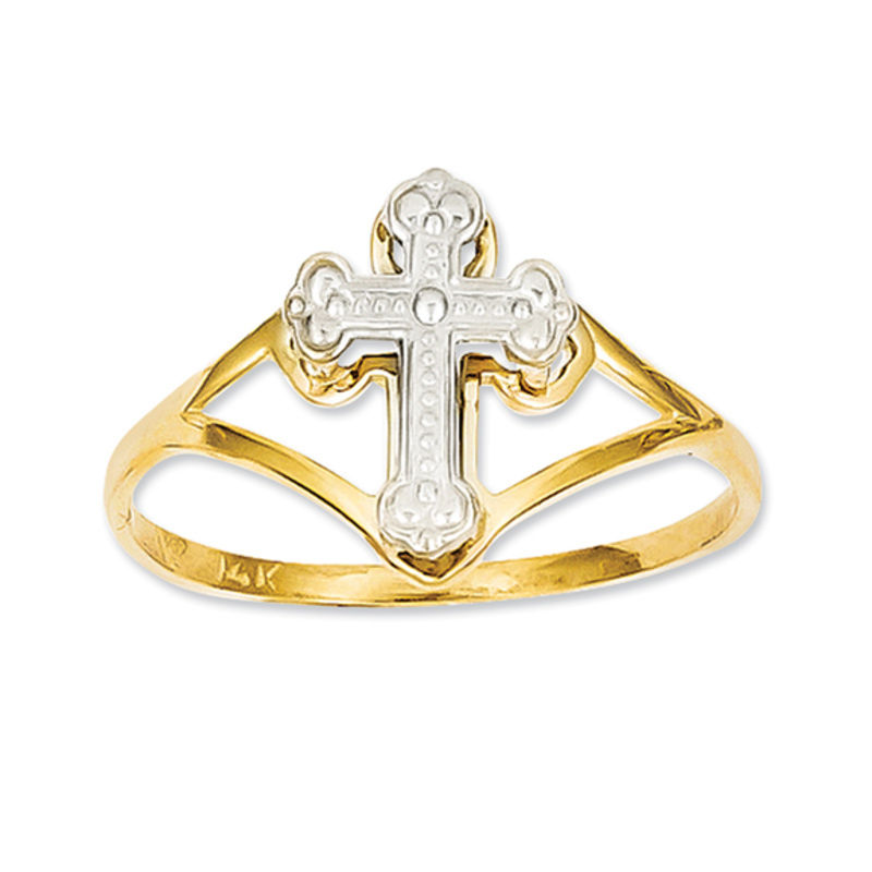 yellow gold cross ring