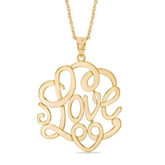 Love Scroll Pendant in 10K Gold