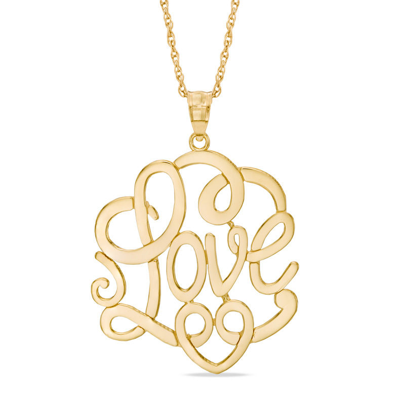 Love Scroll Pendant in 10K Gold|Peoples Jewellers
