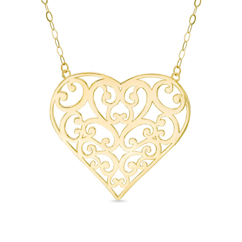 Filigree heart store necklace