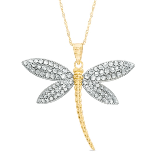 Diamond-Cut Dragonfly Pendant in 10K Gold