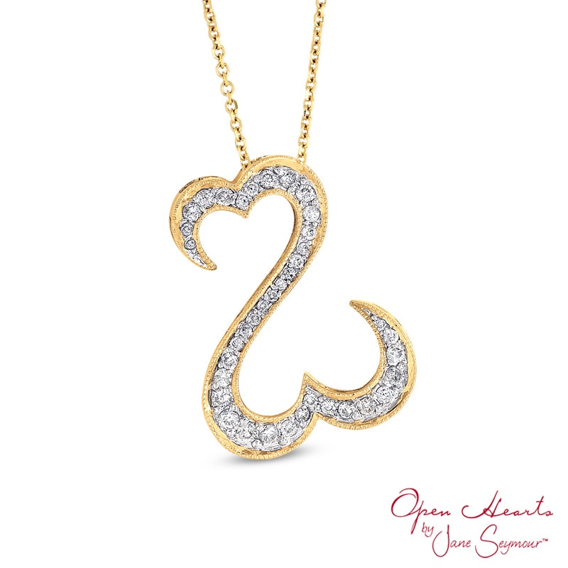 Main Image 1 of Open Hearts by Jane Seymour™ 0.50 CT. T.W. Diamond Pendant in 14K Gold - 20&quot;