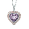 Rose de France Amethyst and Lab-Created White Sapphire Heart Pendant in Sterling Silver with 14K Rose Gold Plate