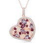 Thumbnail Image 0 of Multi-Gemstone and Lab-Created White Sapphire Heart Pendant in Sterling Silver with 18K Rose Gold Plate