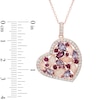 Thumbnail Image 1 of Multi-Gemstone and Lab-Created White Sapphire Heart Pendant in Sterling Silver with 18K Rose Gold Plate