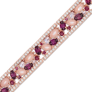 Multi-Gemstone and Lab-Created White Sapphire Bracelet in Sterling Silver with 18K Rose Gold Plate - 7.25"