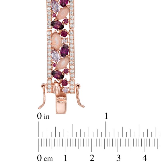 Multi-Gemstone and Lab-Created White Sapphire Bracelet in Sterling Silver with 18K Rose Gold Plate - 7.25"