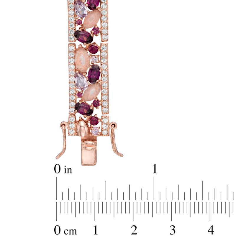 Multi-Gemstone and Lab-Created White Sapphire Bracelet in Sterling Silver with 18K Rose Gold Plate - 7.25"