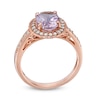 Oval Rose de France Amethyst and Lab-Created White Sapphire Frame Ring in 10K Rose Gold