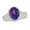 Thumbnail Image 0 of Oval Amethyst and Lab-Created White Sapphire Ring in Sterling Silver