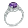 Thumbnail Image 1 of Oval Amethyst and Lab-Created White Sapphire Ring in Sterling Silver