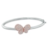 Lab-Created White Sapphire Butterfly Bangle in Sterling Silver with 18K Rose Gold Plate