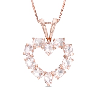 Oval Morganite Heart Pendant in 10K Rose Gold