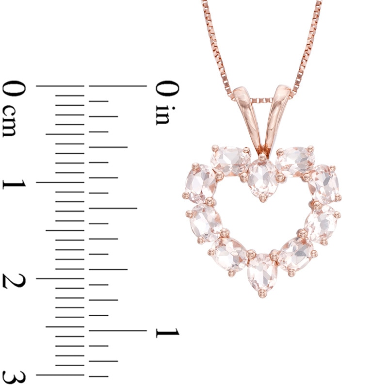 Oval Morganite Heart Pendant in 10K Rose Gold