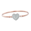 Thumbnail Image 0 of Lab-Created White Sapphire Heart Bangle in Sterling Silver with 14K Rose Gold Plate