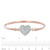 Thumbnail Image 1 of Lab-Created White Sapphire Heart Bangle in Sterling Silver with 14K Rose Gold Plate