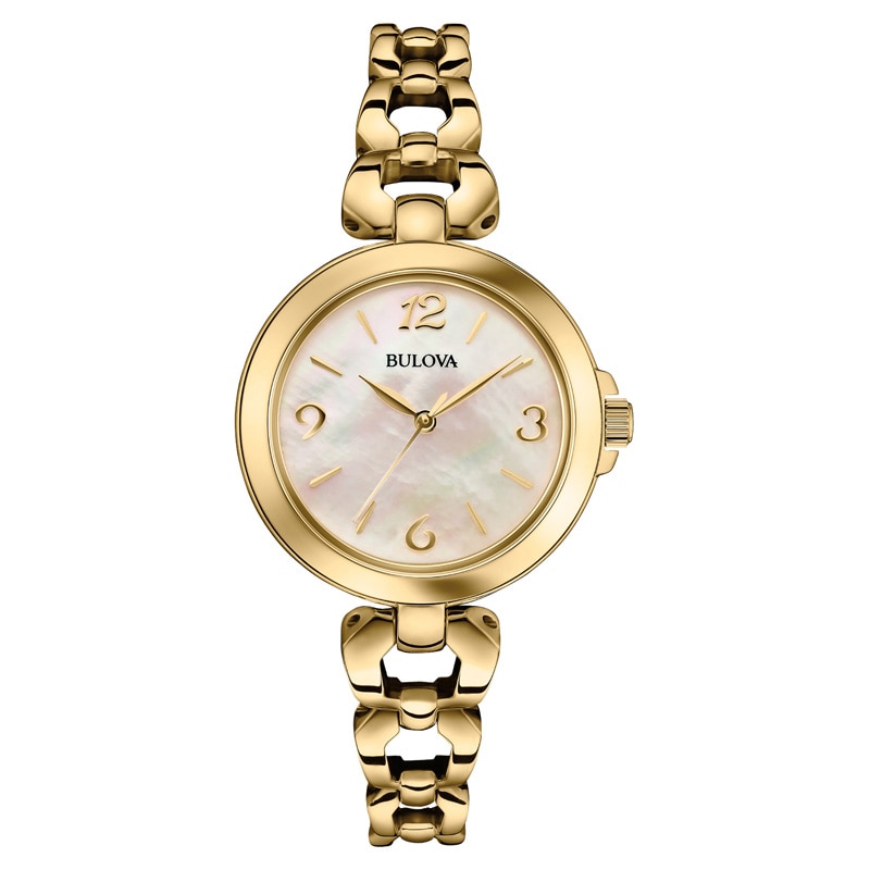 Ladies' Bulova Gold-Tone Watch with Mother-of-Pearl Dial (Model: 97L138)|Peoples Jewellers