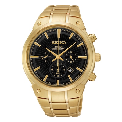 Men's Seiko Solar Chronograph Watch with Black Dial (Model: SSC320)